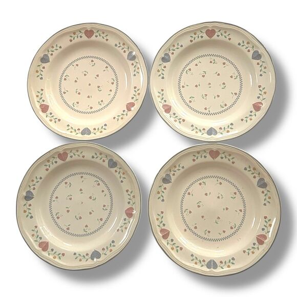 NEWCOR Stoneware 4006 Legacy Hearts 4pc Dinner Plates 1989 Made in China 10.5"d - Picture 1 of 3